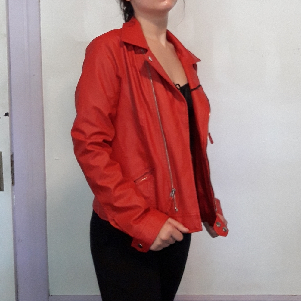Red Faux-leather Jacket